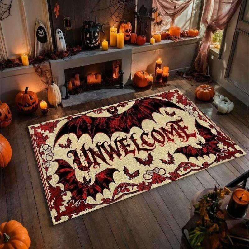 Gothic Bat Rug Occult Dark Decor Rug Red Black Pentagram Rug Vampire Aesthetic Rug Witchy Gothic Room Rug Alternative Art Carpet
