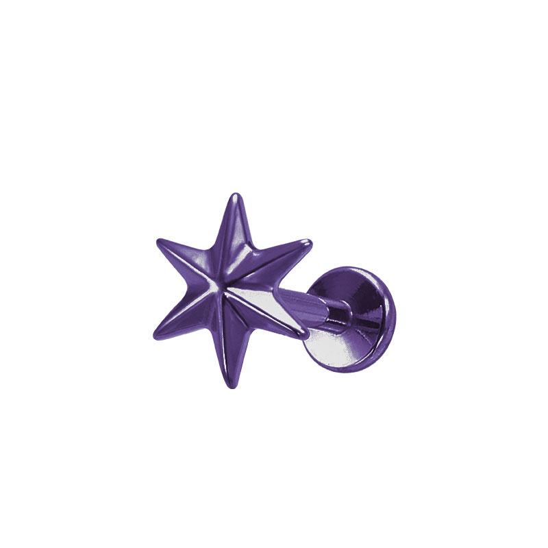 Six Pointed Star Anodized Plated ASTM F136 Titanium Labret Top Lip Ring Body Piercing Jewelry Helix Earrings