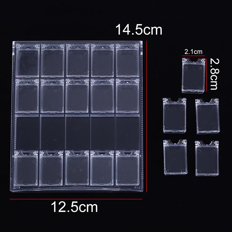 20 Grids Clear Nail Art Display Tray Glitter  Decor Storage Box Case
