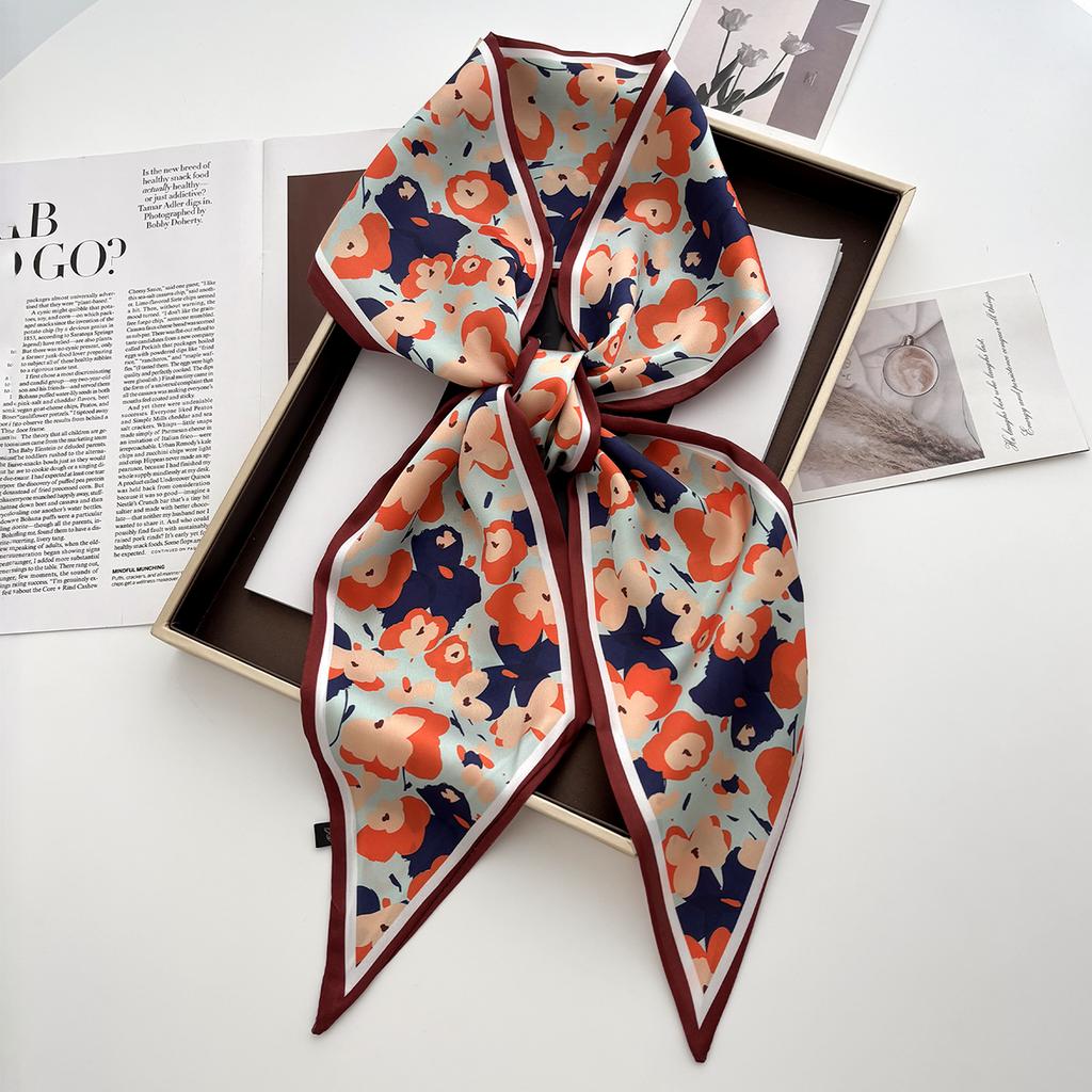 Luxury Print Scarf Skinny Ribbon Hairbands Women Neck Kerchief Foulard Hair Bands Scarves Bag Handle Ribbon 145*14Cm