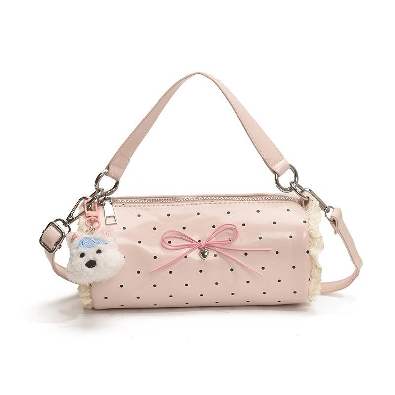 

Cute bag women s polka dot design cylinder bag portable fresh and sweet niche fashion women s shoulder messenger bag Small рожевий