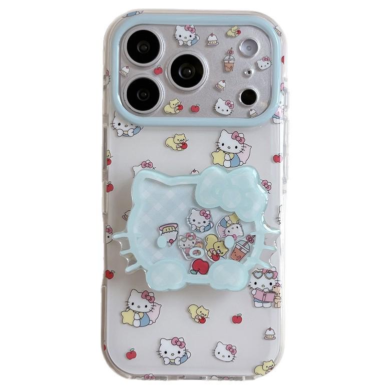Cartoon Cat Red Apple iPhone 17/16 Pro Max/15 Pro Girly Heart Phone Case