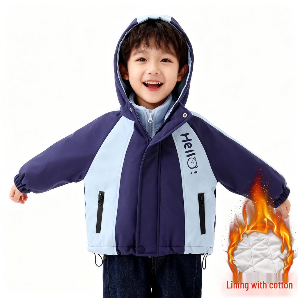 Colorblock Dreiteiliges Jungen-Kapuzen-Skijacken-Set für Kleinkinder und kleine Kinder - Gefüttert und vielseitig für Herbst und Winter