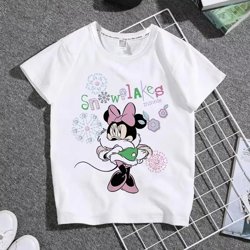 Cartoon Cute Mickey Summer Childrens Cotton Tshirt Y2K Harajuku Casual Tshirt Top Street Fashion Unisex Women Clothing