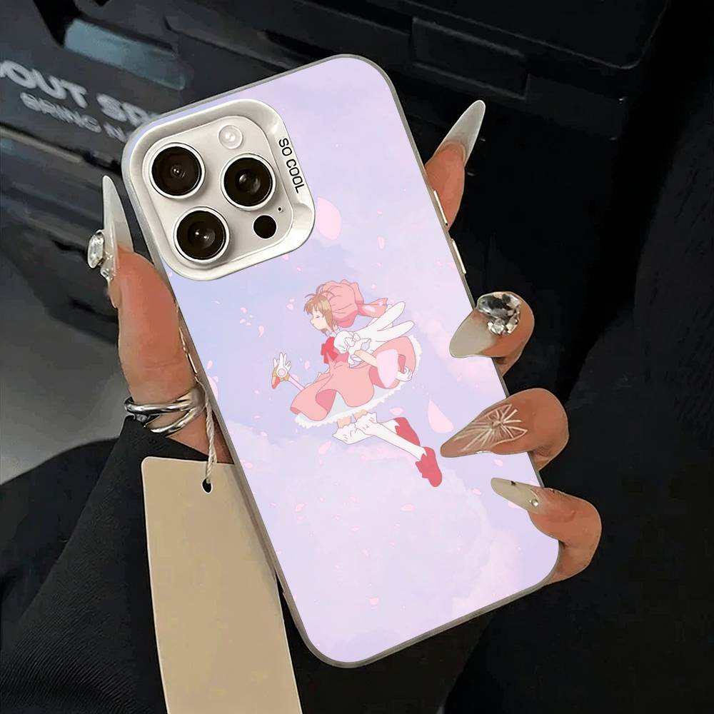 

Аниме карты-девочка-сакура Чехол для телефона Для iPhone 11 12 13 14 15 16 Pro Max Plus белый Серебристый Чехол для телефона iPhone12