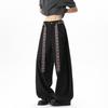 Vintage Contrast Plaid Belted Wide Leg Loose Casual Pants For Men
