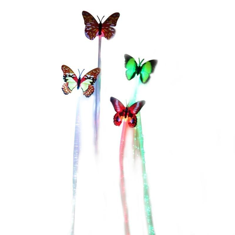 1Pcs Cute Butterfly LED Light-Emitting Fiber Optic Wire Hairpin Luminous Silk Braids Styling Tool