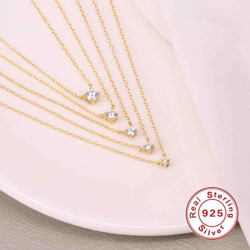 S925 Sterling Silver Feminine Minimalist Temperament Collarbone Chain Creative Fashion Zircon Short Accessories Necklace