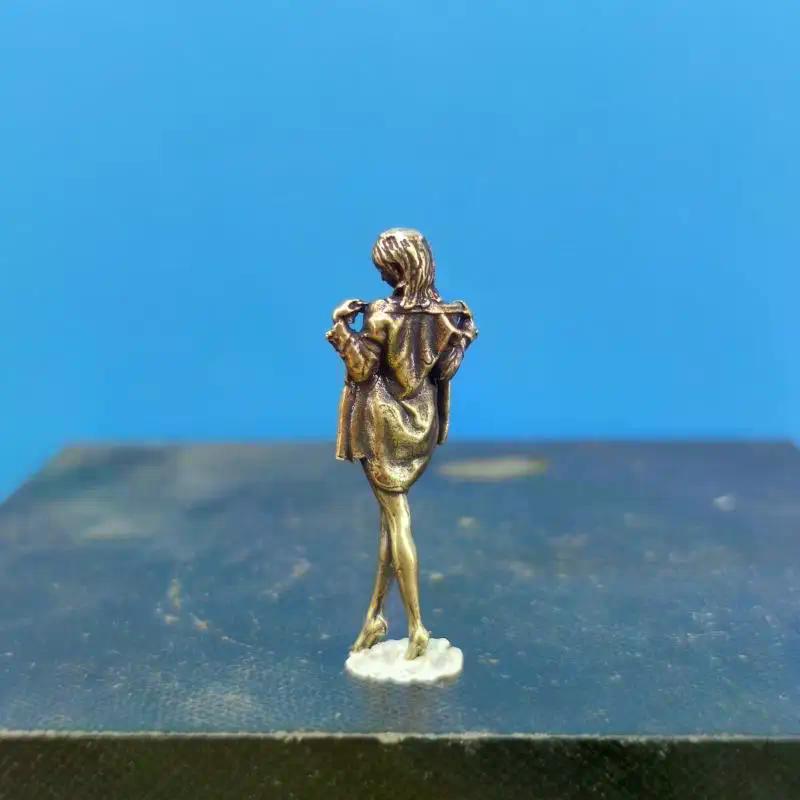 Retro Brass Beauty Female Doll Figurine Model Sexy Beauty Statue Creative Crafts Desktop Ornament Office Home Decoration Gift