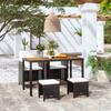 5 Piece Garden Dining Set Poly Rattan & Acacia Wood Black