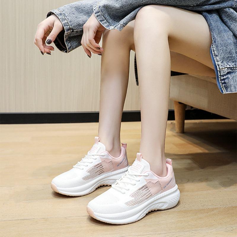 Summer Trendy Women Sneakers 2025 New Mesh Breathable Knitted Air-cushion Running Shoes Fashion Tennis Casual Sports Shoes Mujer