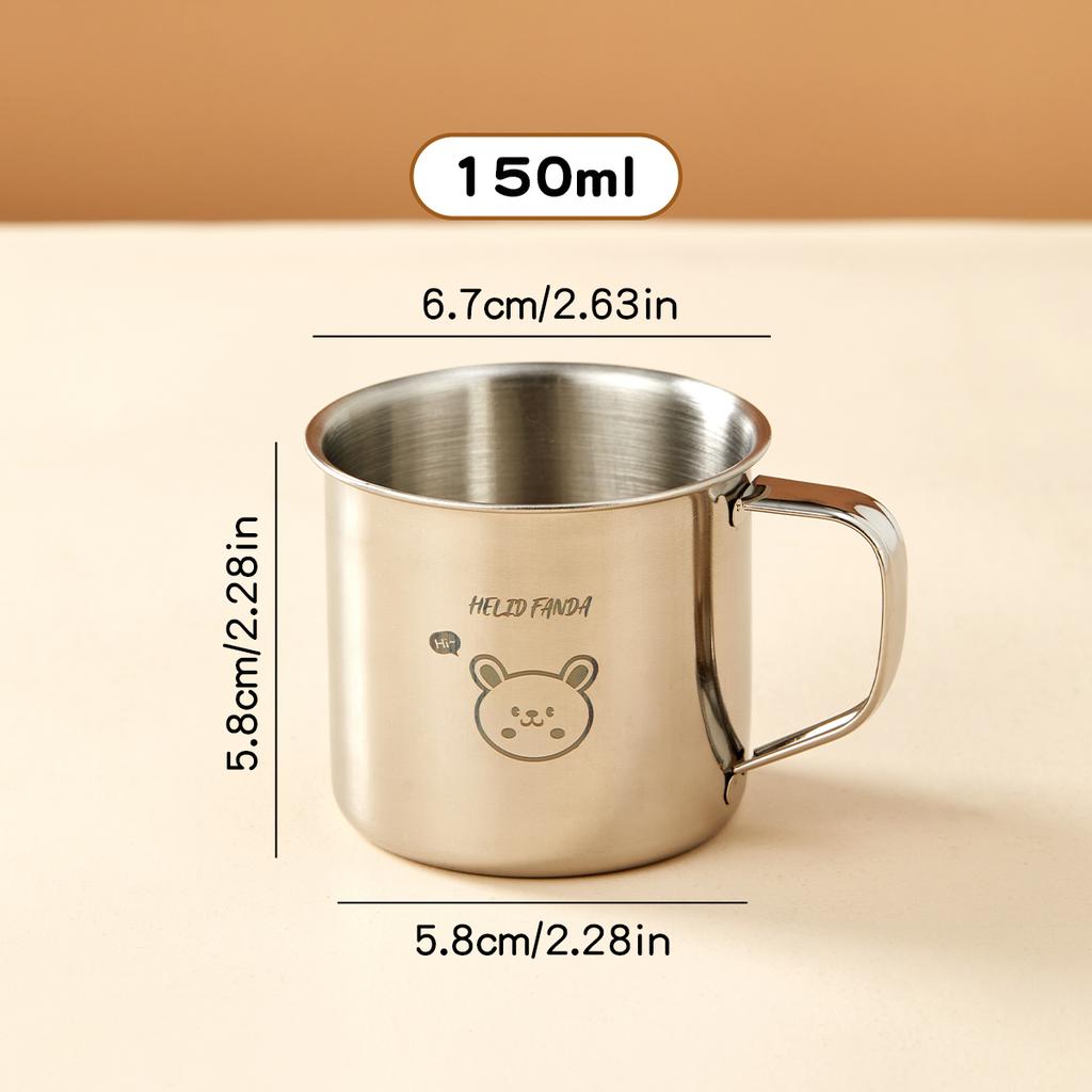 Mini Cute Children Mug With Handle Durable Anti Drop 304 Stainless Steel Milk Coffee Cup Anti Scalding Drinking Cup Drinkware