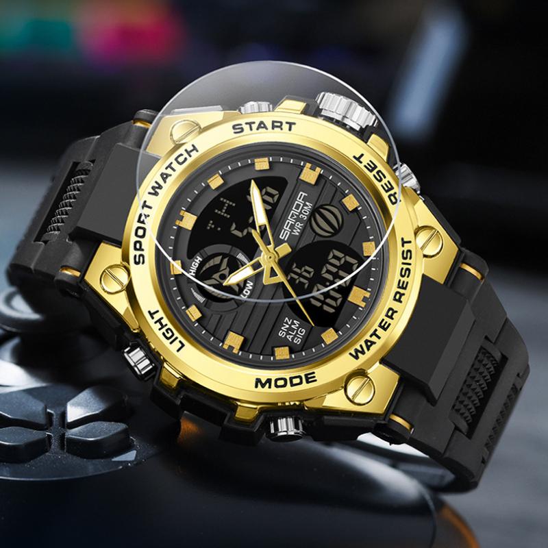 SANDA Fashion Trend Electronic Watch Multifunctional Waterproof Wristwatch