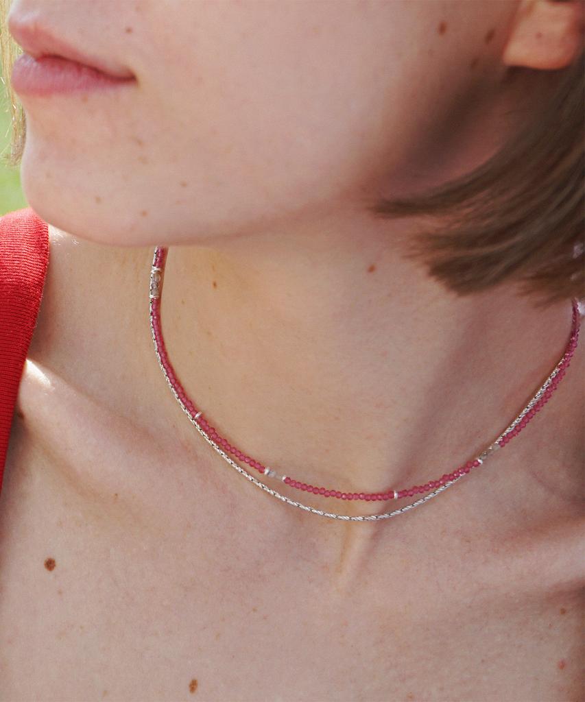 Ourpierre Glitter Necklace Pink