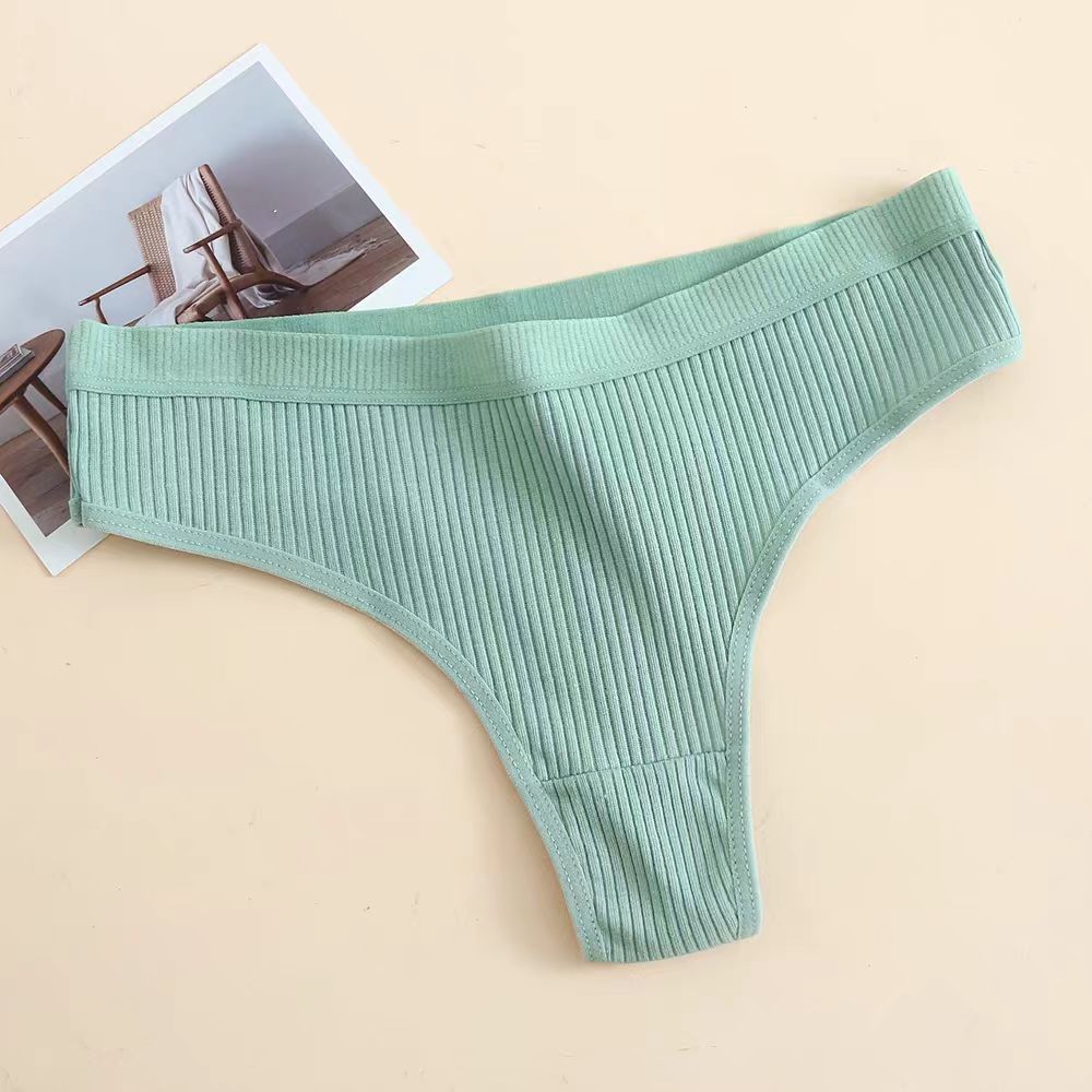 5 Pieces Pure Cotton Sexy Thong Women's Low Waist Women's Comfortable and Breathable T-shaped Underwear Women's Thong Underwear