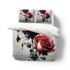 3D Blumen Bettwäsche Set Bettdecken-/Steppdecken-/Bettbezug Sets Blume Bettwäsche Rotes Rosen Design King Queen Full Size 260X240