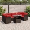 VidaXL Garden Lounge Set 8pcs with Brown Cushions Wicker Acacia, Outdoor Sofa Set, Garden Furniture, 3326125