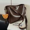 Bucket bag new leather women's bag large capacity retro casual shoulder messenger bag commuter bag luggage