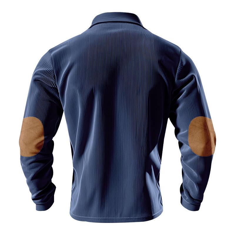 Herren-Freizeit-Sweatshirt aus Kordstoff für Frühling/Herbst mit lockerem Kragen, langen Ärmeln und Vintage-Poloshirt