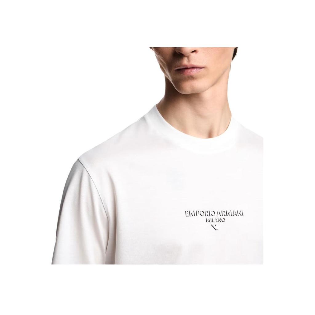 Emporio Armani Knitted Crew Neck Short Sleeve T-Shirt Men Tops White EM002838-AF10761-U0003