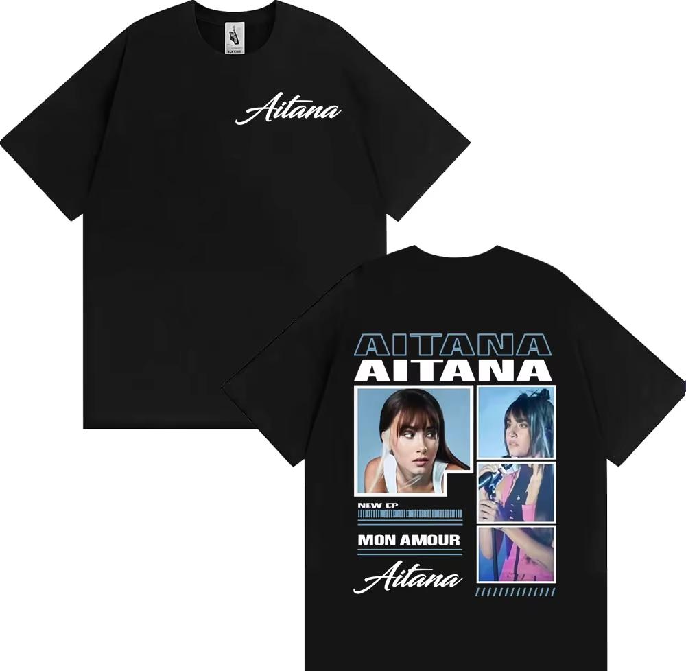 Sängerin Aitana Cuarto Azul Album Tour T-Shirt 2026 Sommer Neu Unisex Damenmode Lässig 100% Baumwolle Ästhetisches Oversized T-Shirt