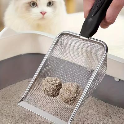 1 Stück Edelstahl-Haustierstreuschaufel - praktisches Werkzeug für Hunde und Katzen, leicht zu reinigendes Werkzeug für die Pflege der Hunde- und Katzentoilette