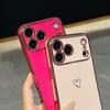 Luxury Plating Love Heart Phone Case For Apple iPhone 17 16 15 14 Plus 13 12 Mini Pro Max Air With Camera Lens Proteciton Cover