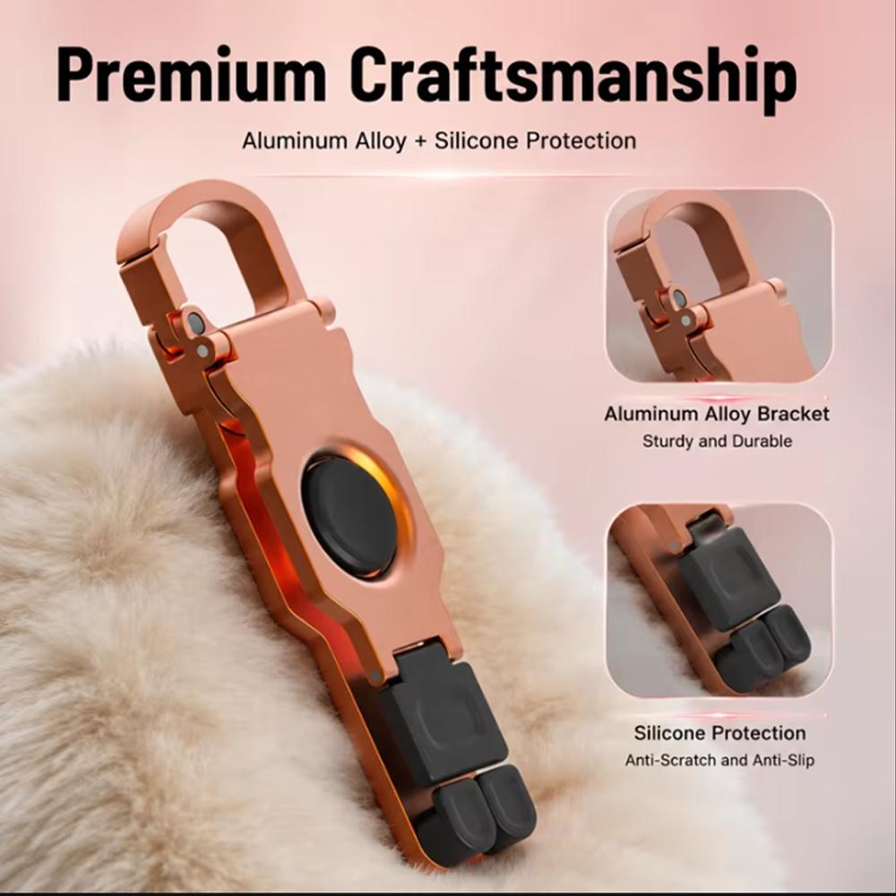KEBIDU ABS Metal Fidget Spinner Desk Phone Holder Creative Foldable Stand Anti-Stress Adjustable Mobile Mount with Portable Keychain Hook