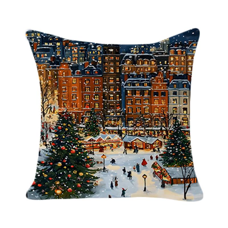 

Christmas Pillow Case Print Fashion Simple Home Linen Square Sofa Cartoon 45*45cm