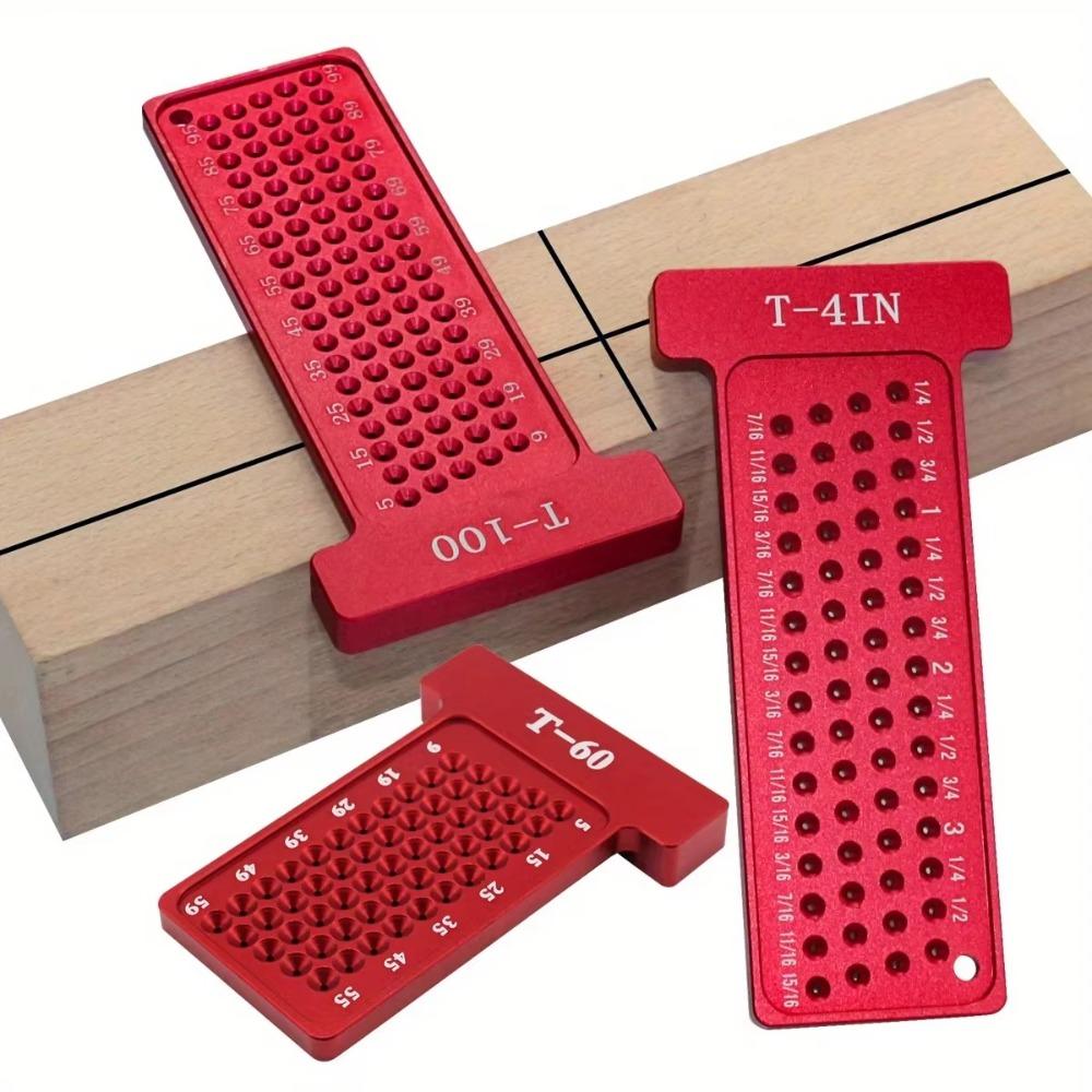 Metric/Inch Woodworking Scribe Ruler T-Square Hole Right Angle Protractor Layout
