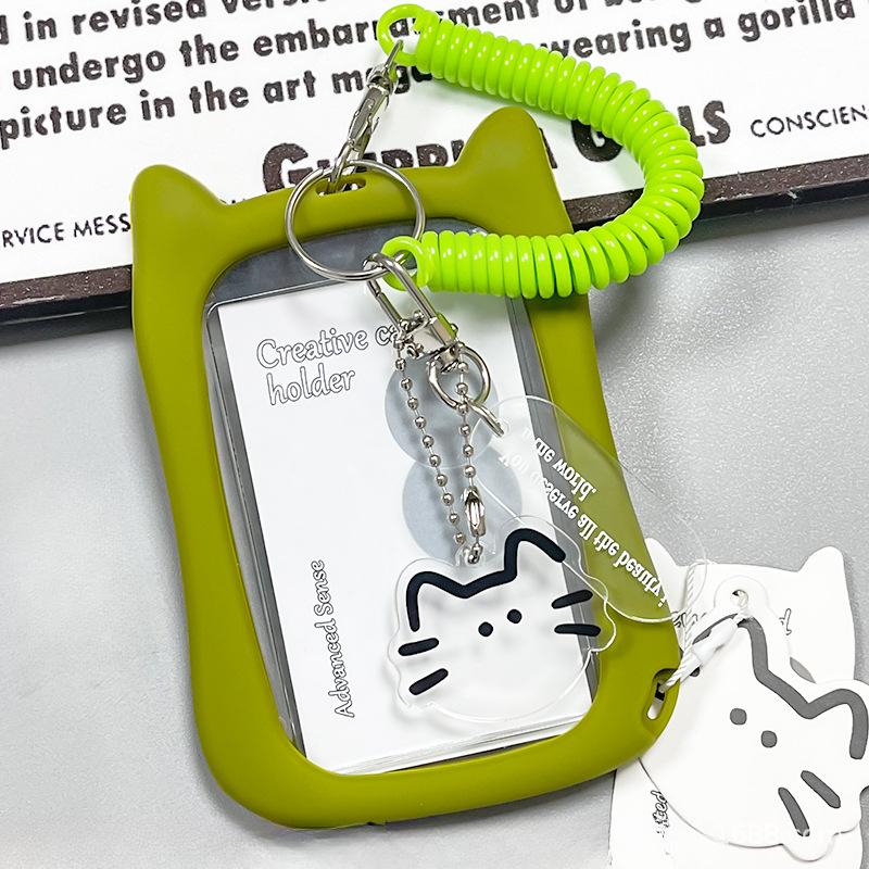 Porte-carte photo acrylique transparent Kawaii Chat de luxe Protecteur de carte Idole Kpop Pendentif de sac créatif Sacs de rangement pour carte d'identité de campus
