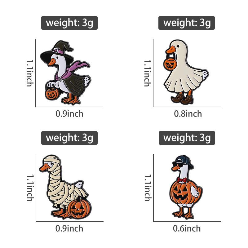 Halloween Witch Duck Enamel Pins Custom Jack-o'-lantern Brooches Lapel Badges Clothes Punk Jewelry Gift for Kids Friends