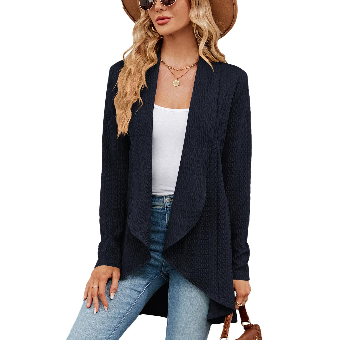 

Solid Loose Cardigan For Women Autumn Vintage Long Sleeve Knitwears Outerwears Women s Oversize Sweater Vintage Female Tops XXL темно-синього кольору