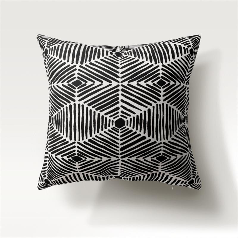 Nordic simple fashion black and white geometric polyester pillowcase 45x45cm Sofa Chair car cushion cover Home decor Pillowcase