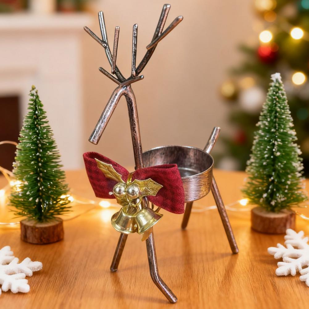 Christmas Reindeer Candle Holder Elegant Gold Christmas Reindeer Tealight Candle Holder for Table Window Decor Festive Holiday