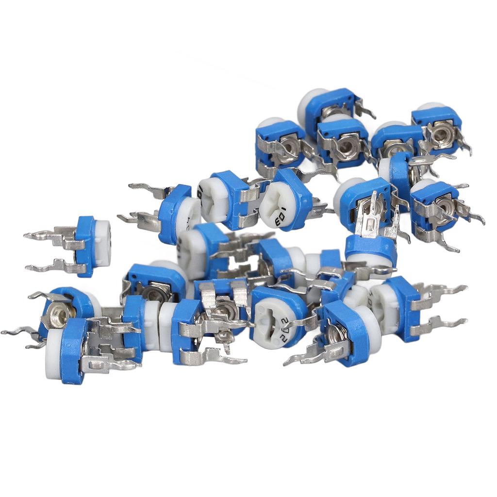 65pcs Potentiometers 100 Ohm  to 1M Ohm  Horizontal White Blue Variable Resistors for Household Appliances