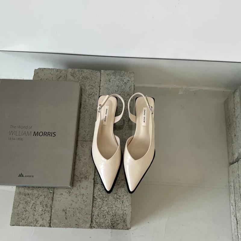 

Летние женские сандалии с закрытым носком, элегантные туфли-слипоны с неглубоким вырезом, удобные туфли на низком каблуке, обувь для платья, уличный стиль 40 бежевый