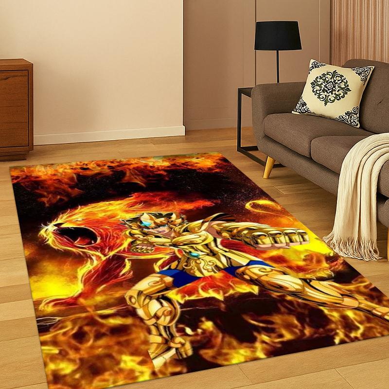 Cartoon Saint Seiya Anime Carpet Rug for Bedroom Living Room Sofa Playroom Doormat Home Decor,Kid Game Area Rug Non-slip gift