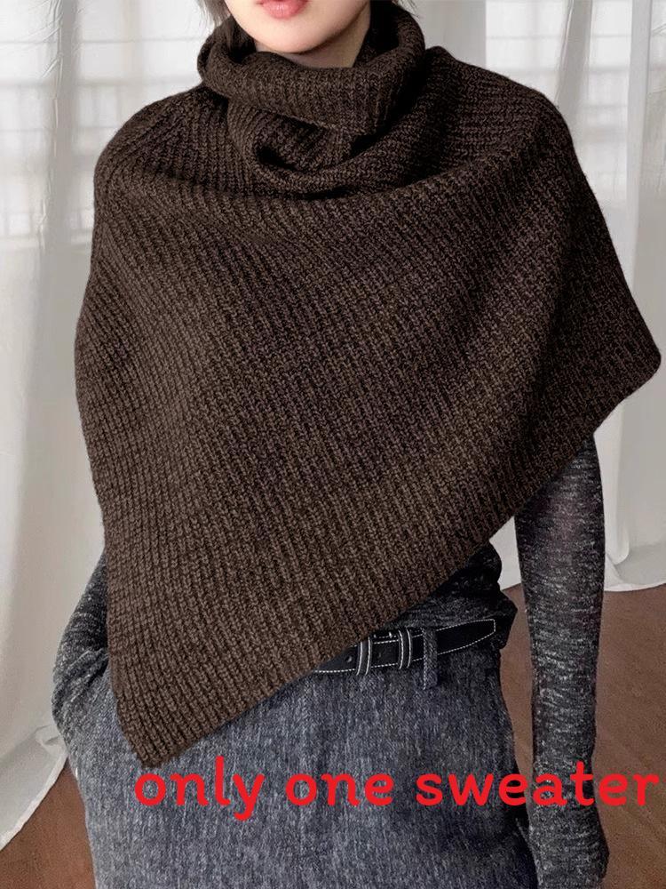 

Womens Knit High Neck Scarf With Overlap Design For Cozy Winter Wear коричневий