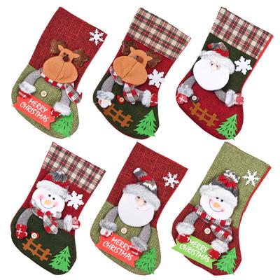 Conjunto de 6 meias de Natal, bloco de cores fofas, Papai Noel, boneco de neve, veado, bolsa de presente, meias grandes