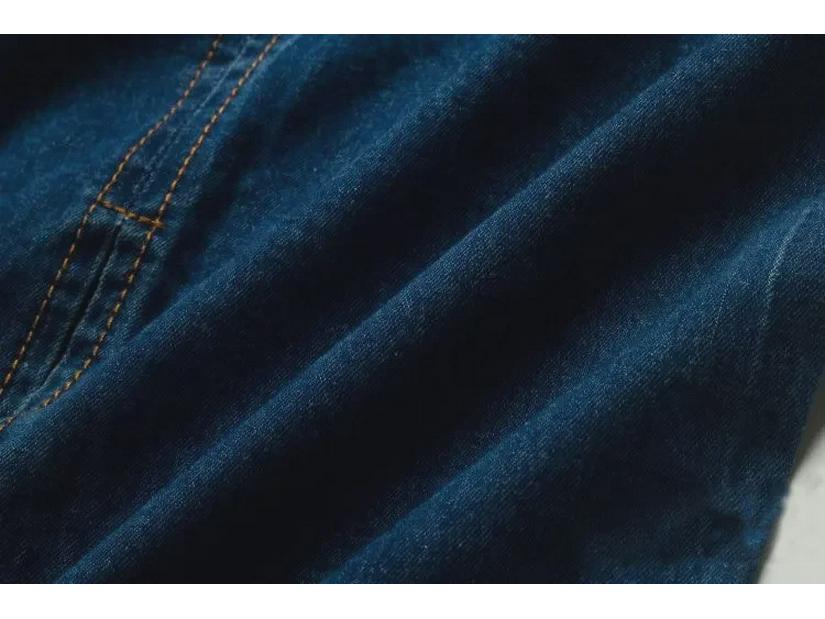 2017 Autumn European & American Slim Fit Lapel Mid-Length Denim Dress