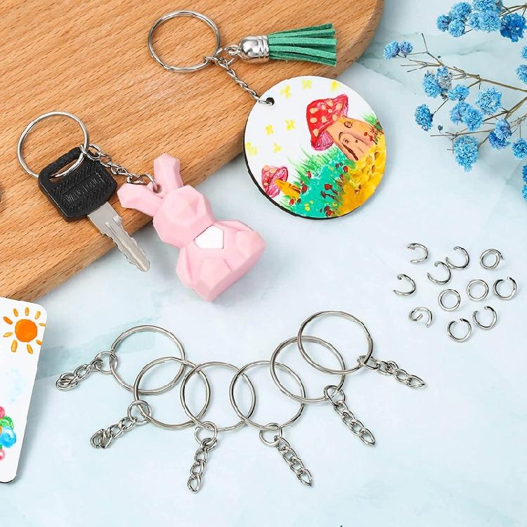220x Split for Key Ring with Chain and Jump Rings Screw Eye Pins Metal Ring DIY