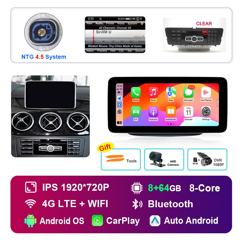 10.25 Inch 1920*720P for Benz B-Class W246 W245 2011 - 2019 NTG 4.0 4.5 System Android Car Radio Multimedia Player GPS 4G WiFi