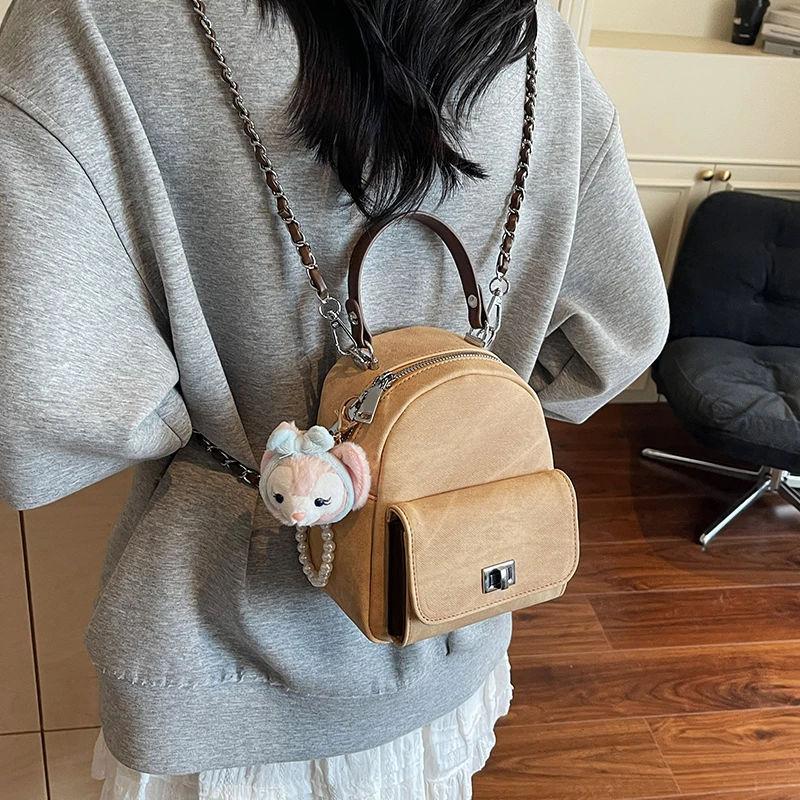 Women's bag 2025 new casual cute small pendant versatile texture foreign style commuting portable women's backpack