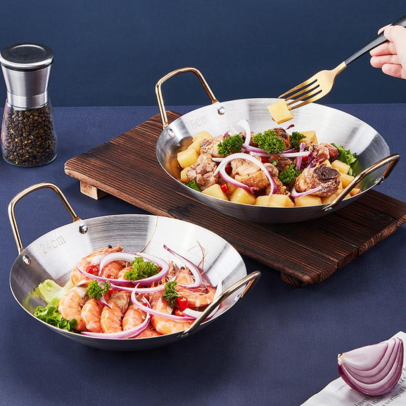 Stainless Steel Honeycomb Skillet Non-Stick With Handle Scratch-Resistant Cooking Dry Boiler Alcohol Stove Camping Cookware