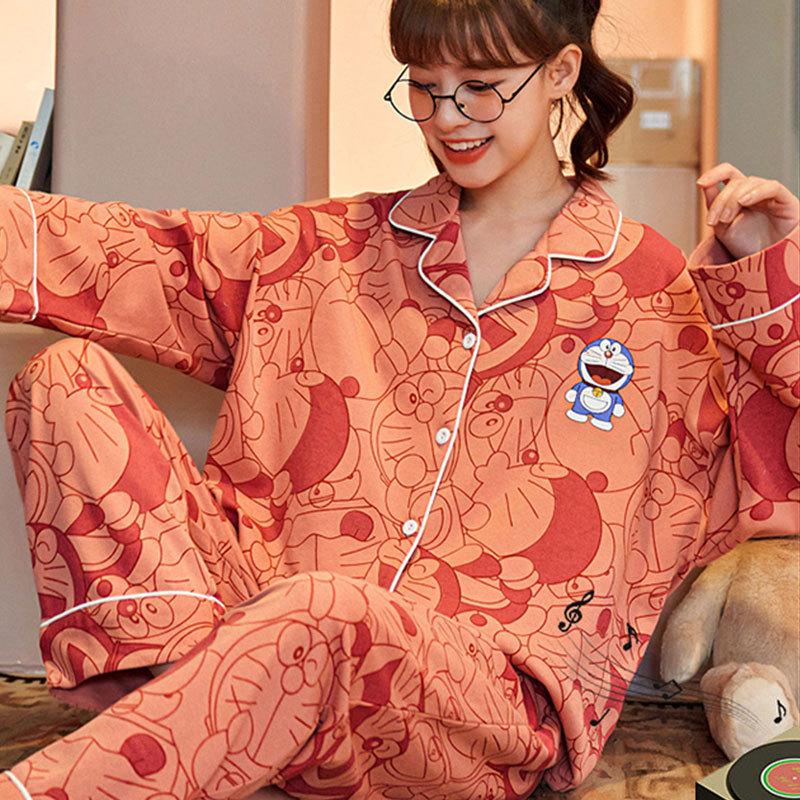 Damen Übergröße Langarm Pyjama Set - Frühling, Sommer, Herbst Homewear