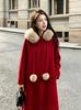 Korean Style Fox Fur Collar Wool Coat - Warm, Versatile, and Stylish.