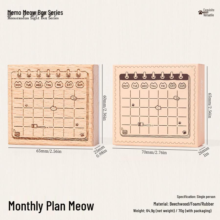 Adorable Wooden Cat Stamps for Planners and Journals – Meow Box Series