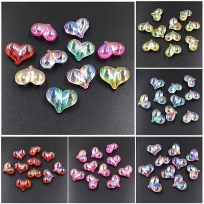 Orificiu verticală Moda pandantive creative Inimă de piersică pentru brățări Fabricarea de bijuterii 5 buc. Accesorii DIY Mărgele de inimă Culoare magică Acrilic Transparent