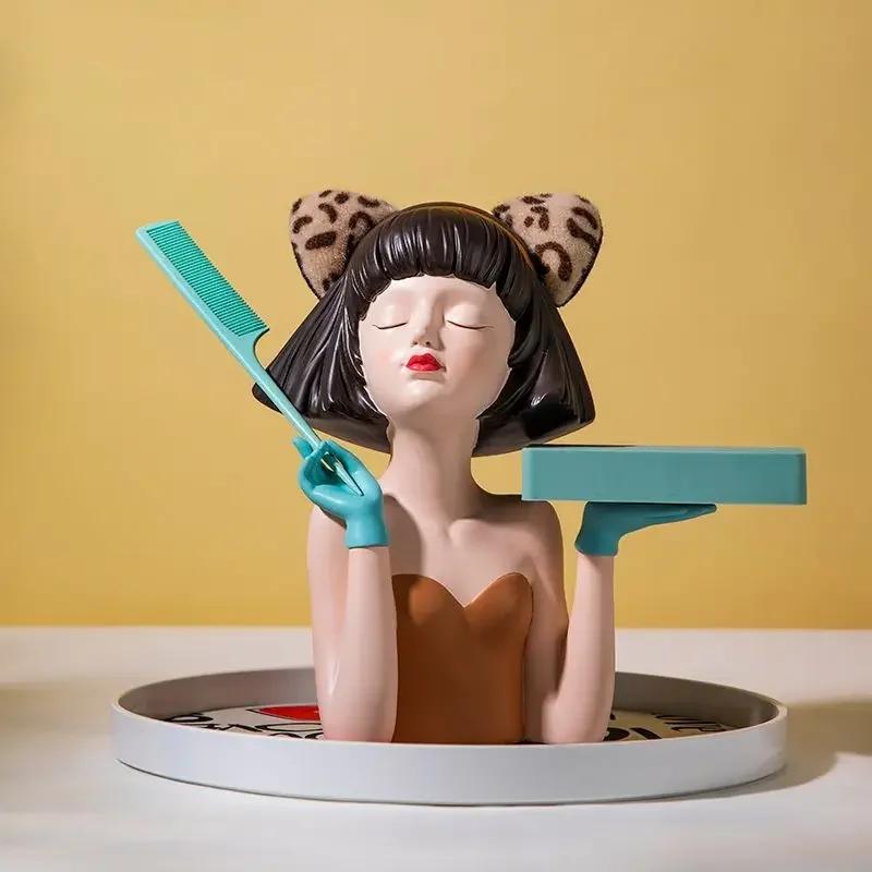 Creative Modern Girl Resin Ornaments Healing Department Porch Sculpture Decoration Home Bedroom Dressing Table Figurines Crafts
